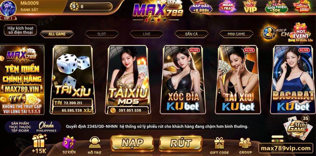 Dấu hiệu nhận biết Max789vip đang bảo trì