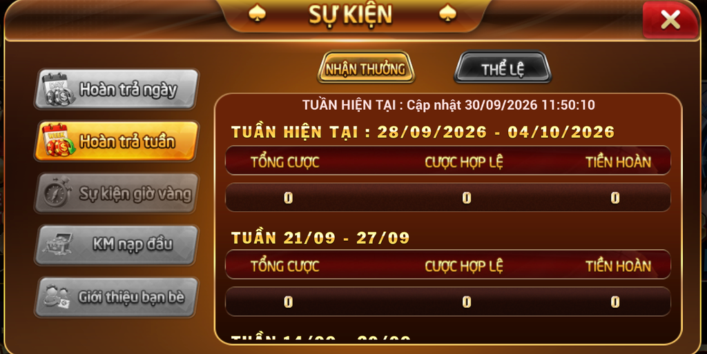 Giao diện sự kiện hoàn trả và khuyến mãi nạp đầu tại Max789vip.
